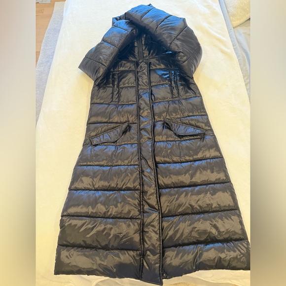 Superdry Shiny Black Long Puffer Jacket size 6 - Picture 5 of 12
